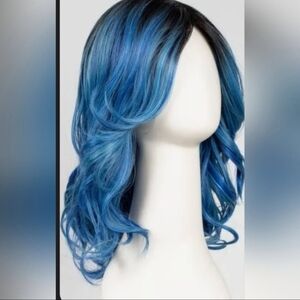 Blue Ombre Long Wavy Women's Wig - Stylish Synthetic Hair